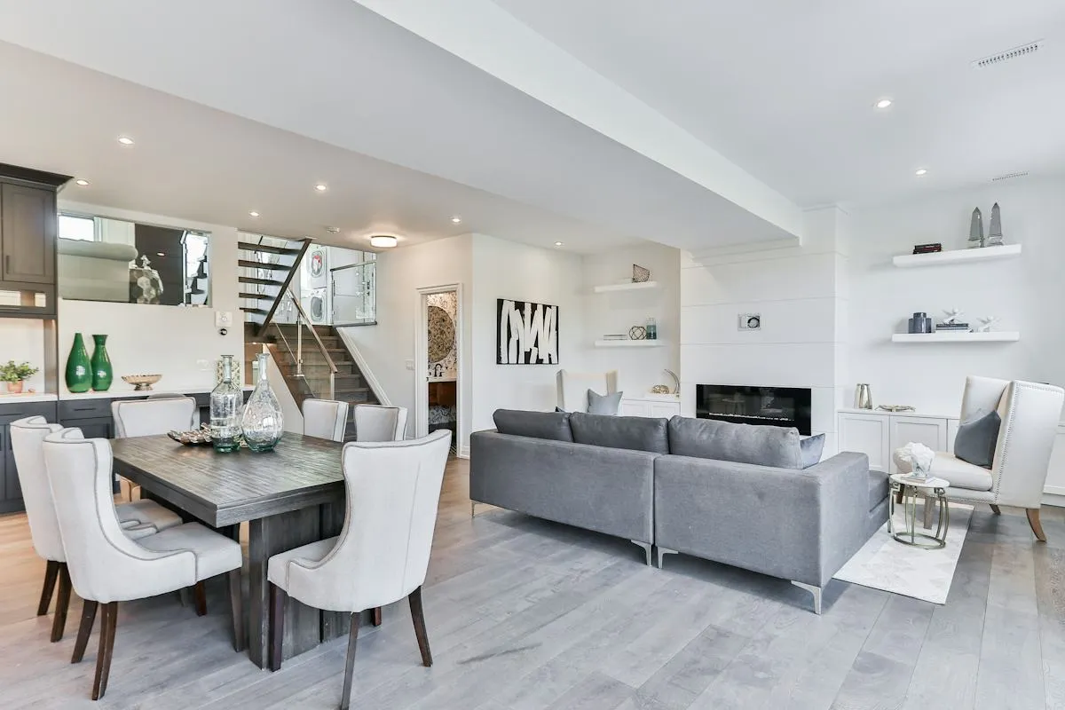 Canadian home interior with contemporary seating and art